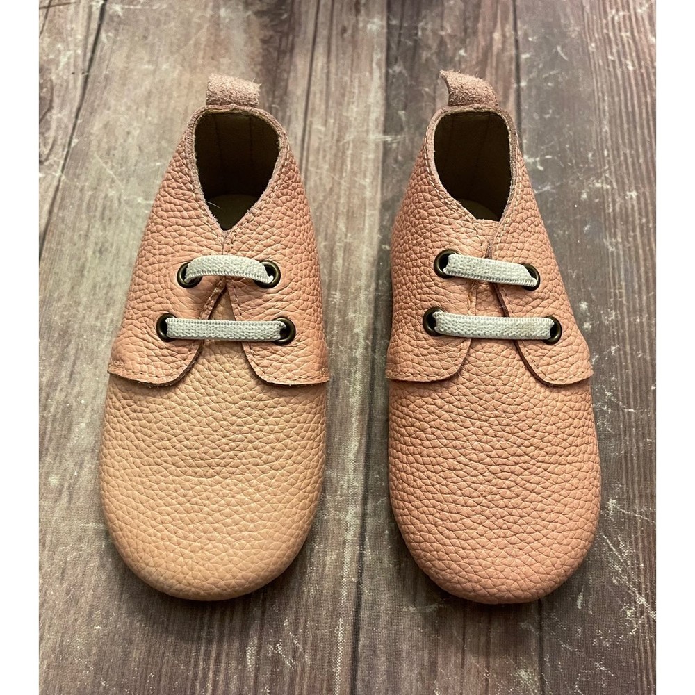 Pink Leather Monkey Feet Little Girl Toddler Slip On Shoes, Size 12-18 months